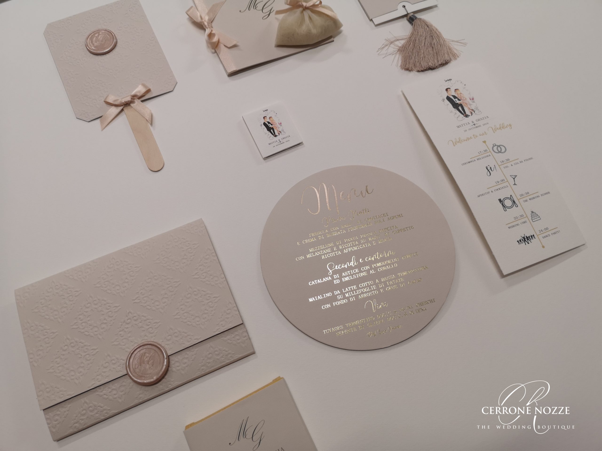  wedding stationery stampa a caldo hotfoil letterpress | Cerrone Nozze wedding boutique